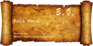 Bali Vera névjegykártya